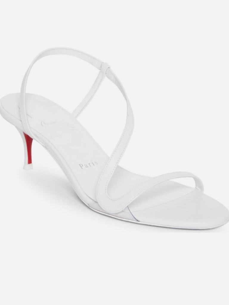 Christian Louboutin Rosalie 55 Strappy Slingback Sandals Kitten Heels White — image 3 of 8